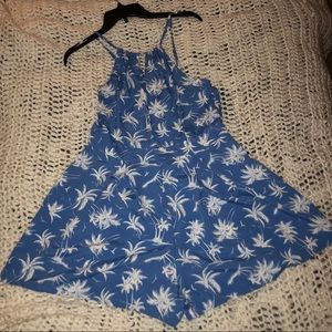 White and Blue Patterned Romper